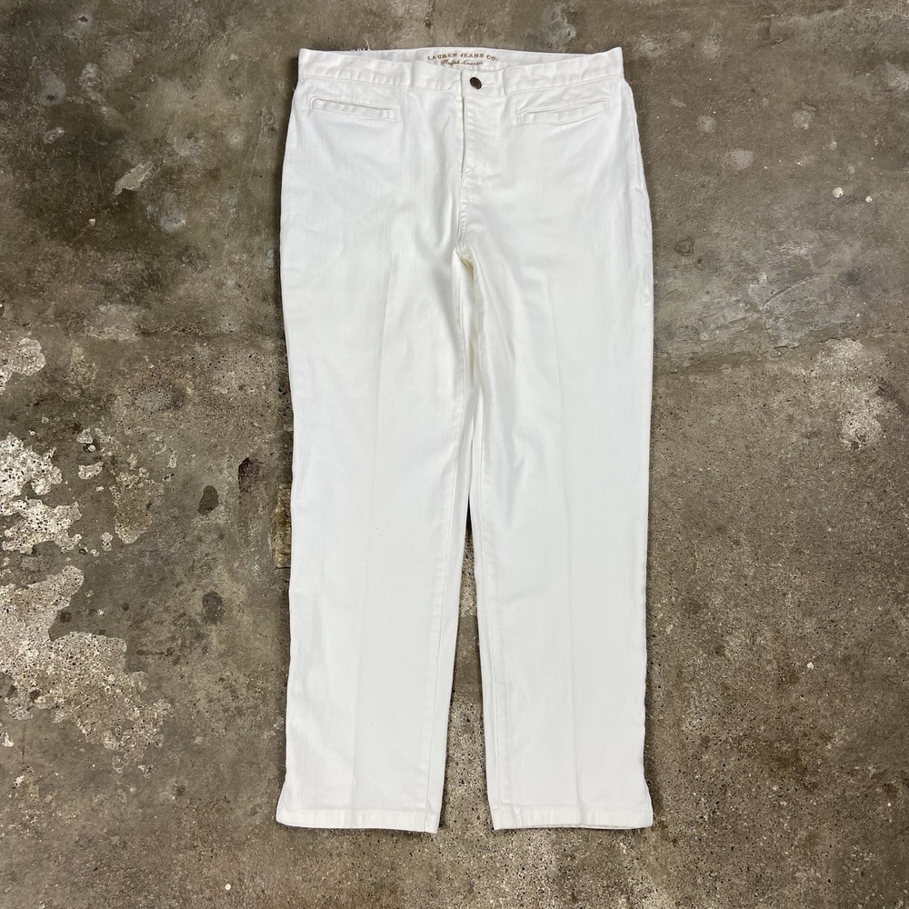 Lauren‎ Ralph Lauren Jeans Women's Size 6 White Denim Pleated Casual Wear
